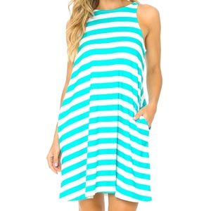 STRIPE SLEEVELESS DRESS WITH POCKETS